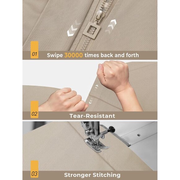 Women's Khaki Waterproof Long Raincoat Outdoor Windbreaker Jacket with Hood - Picture 5 of 7